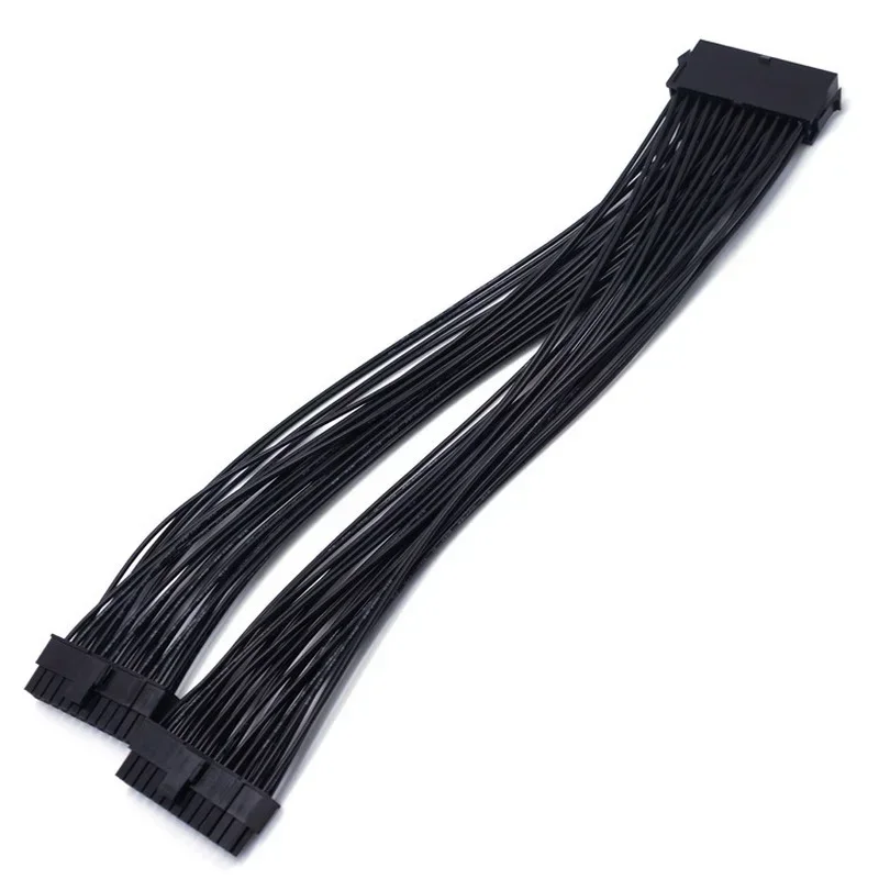 ATX 24Pin 1 To 2 Port Power Supply Extension Cable PSU Male To Female Splitter 24PIN Extension Cable PC Hardware Cables Adapters