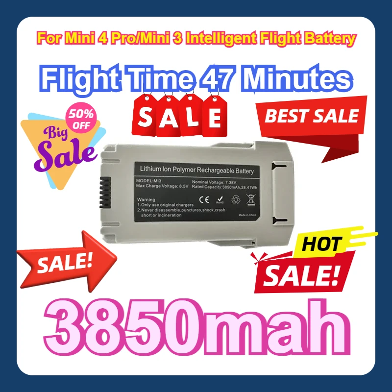 

For Mini 4 Pro/Mini 3 Intelligent Flight Battery Plus Capacity 3850mah Flight Time 47 Minutes Compatible Mini 4 Pro/Mini 3 Drone