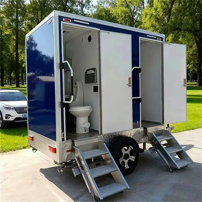 Factory for Sale Mobile Bathroom Trailer with Shower and Wheels Outdoor Portable Toilet Made in China Restroom Toilet Trailer