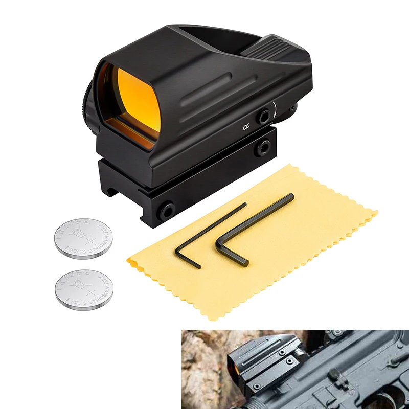 

EZshoot Reflex Sight with 4 Reticles Red Dot Sight Holographic Optic Scope 20mm Rail Mount Absolute Co-Witness