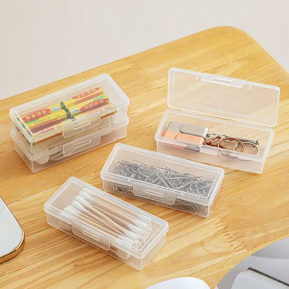 with Lid Transparent Storage Box Plastic ID Card Organizer Storage Case Multi-purpose Photocard Small Thing Container