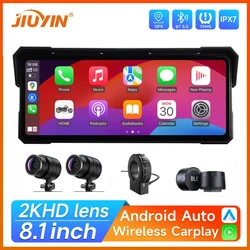 8.1'' Motorcycle Multimedia Player 2K HD Recorder GPS Navigation Wireless CarPlay Android Auto IPX8 Waterproof Screen Bluetooth