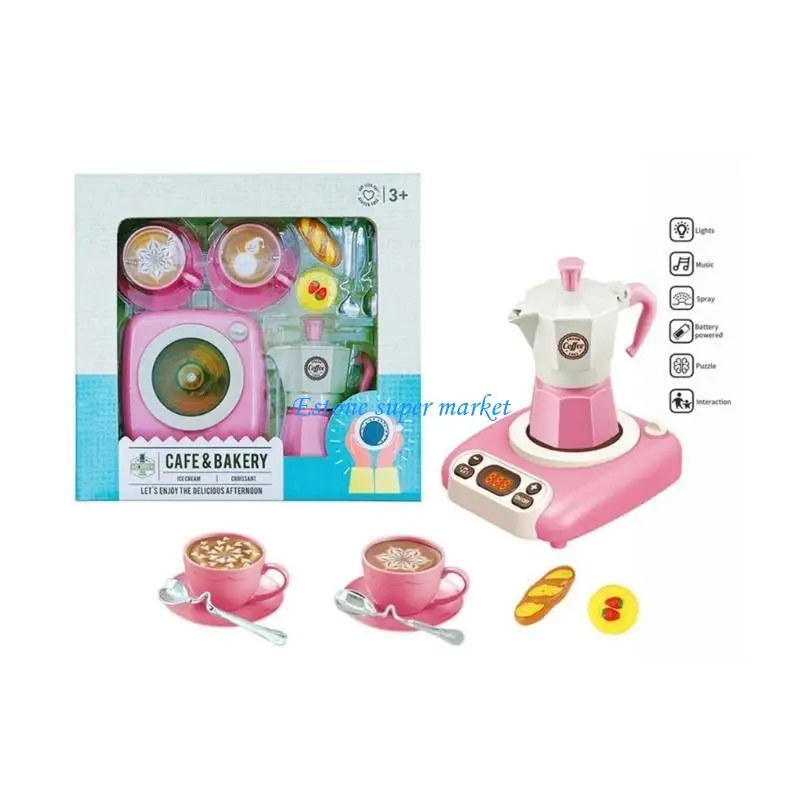 090b Kinder Spielset European Coffee Party Dessert Kaffeetasse Saucer Löffel Pot Set