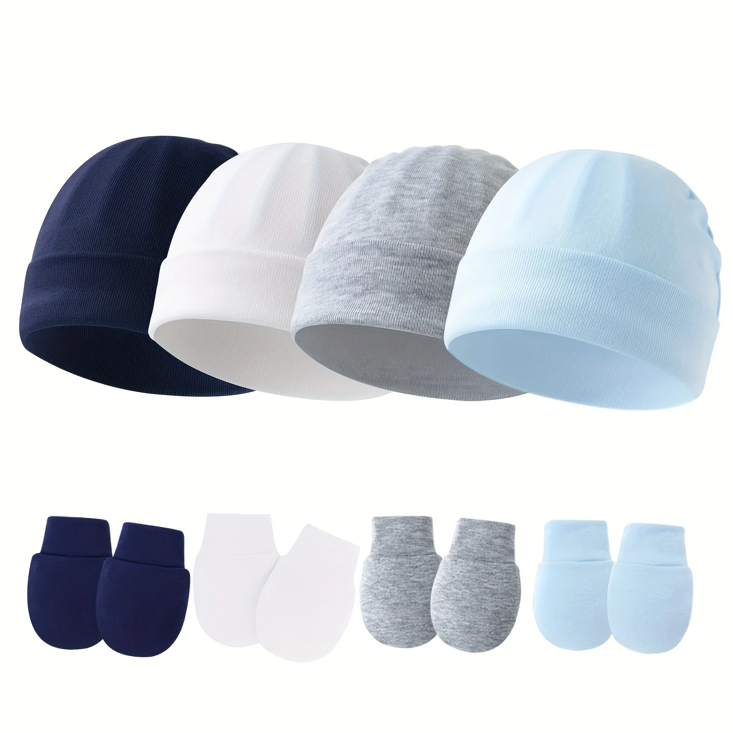 

4 комплекта милых детских варежек для новорожденных, варежки без царапин для маленьких мальчиков, шапка для маленьких девочек, перчатки для малышей, младенцев, новорожденных