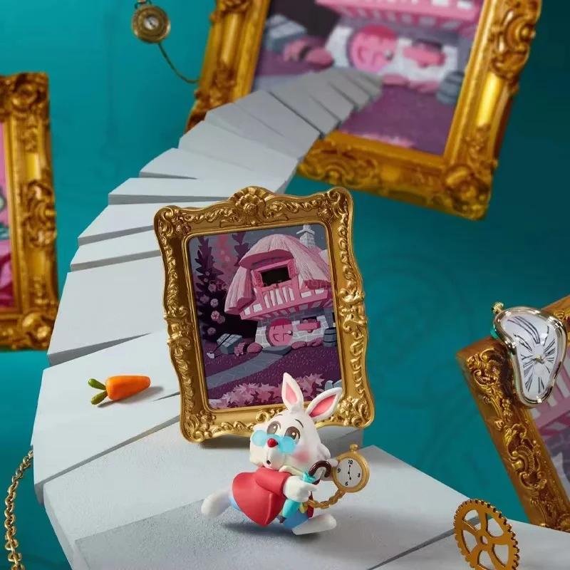 Miniso Disney Alice Art Gallery Series Blind Box Doll ملصق ثلاجة عصري قابل للجمع لتزيين اللعب