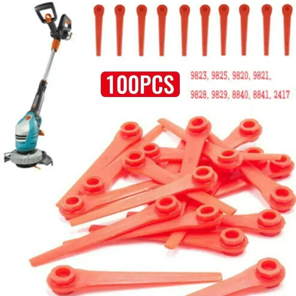 100pcs Plastic Replacement For Gardena Grass Trimmer Li-18/23R For Garden Lawn Trimmer Garden Grass Mower Trimmer Blades