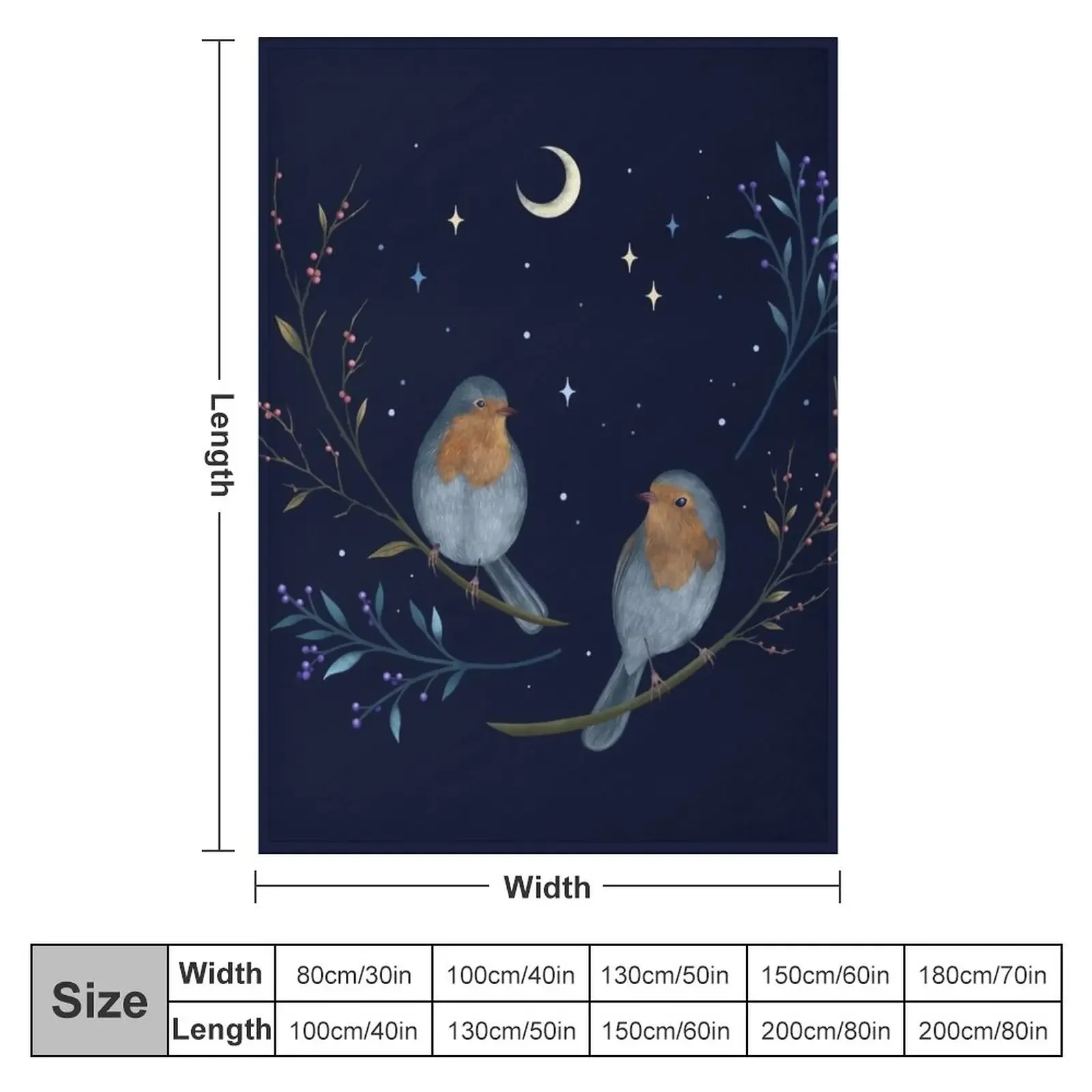 Birds and Berries Throw Blanket Polar Soft Summer Beddings Blankets