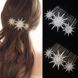 Luxury Rhinestone Star Hair Combs Fashion Metal Bride Hair Clips Pins Crystal Women Wedding Bridal Hair Accessories Gift