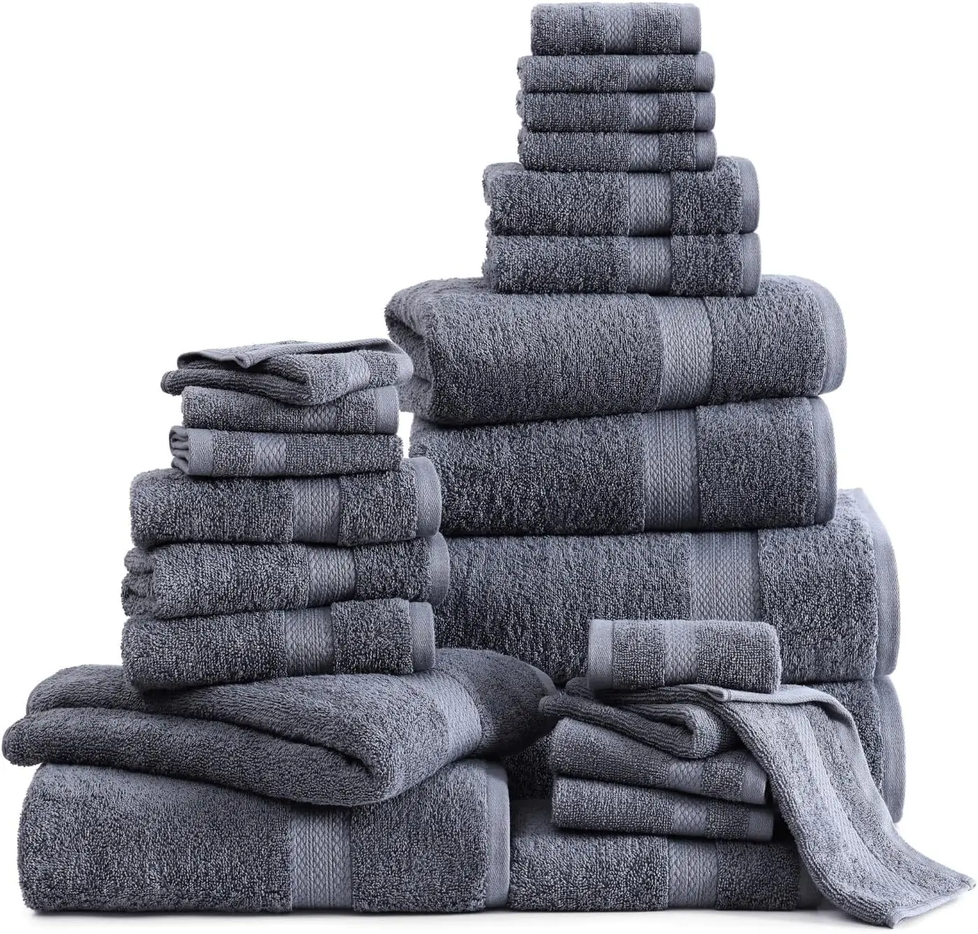 

100% Absorbent Towels for Bathroom, 4 Large Bath Towels, 2 Bath Sheets, 6 Hand Towels, 8 Wash Cloths, 4 Fingertip Towels