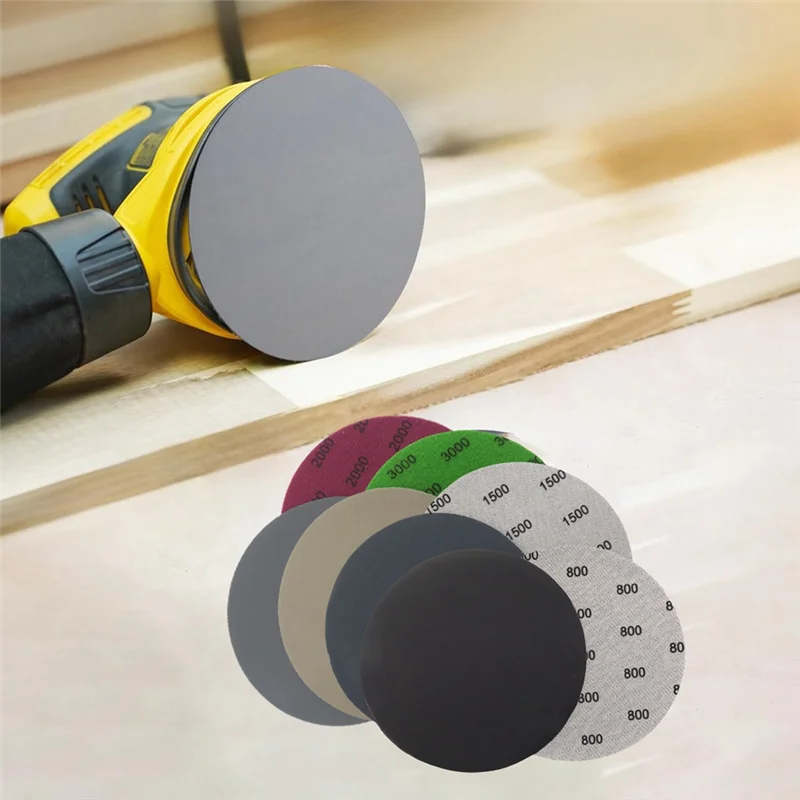 

【Горячие продажи】60 шт. 6-дюймовые шлифовальные диски для влажной и сухой уборки, 6-дюймовые шлифовальные диски с крючком и петлей, силиконовая зернистость 800/1000/1500/2000/3000/5000
