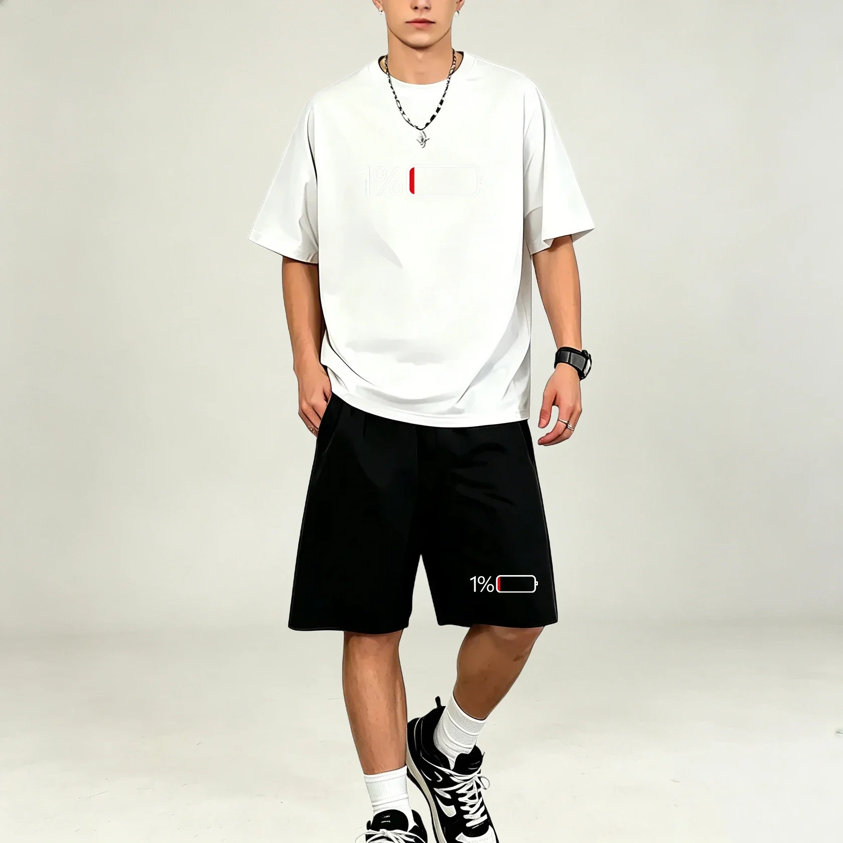 Hot Selling Men T‑Shirts Sets Quick Dry O Neck Print Tops Loose Sports Shorts Breathable T‑Shirt Set Sportswear For Males Summer view 4