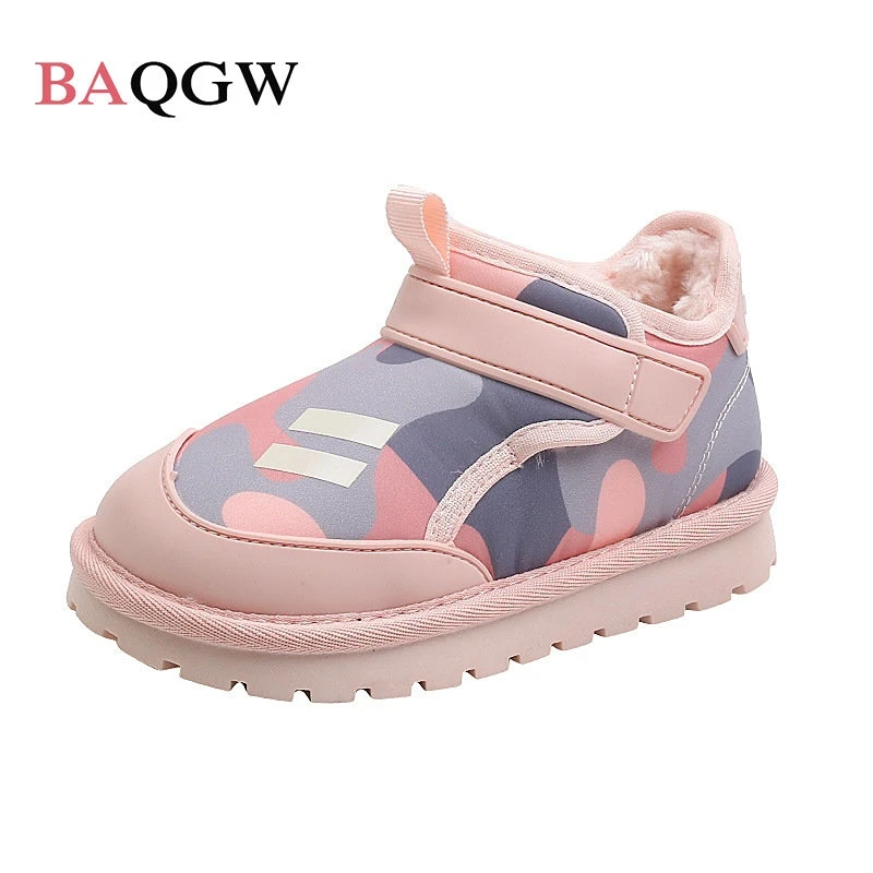 

New Winter Kids Warm Cotton Boots Children's Furry Toddler Shoes Baby Boy Girl Boots Soft Bottom Anti-slippery Comfortable Shoes