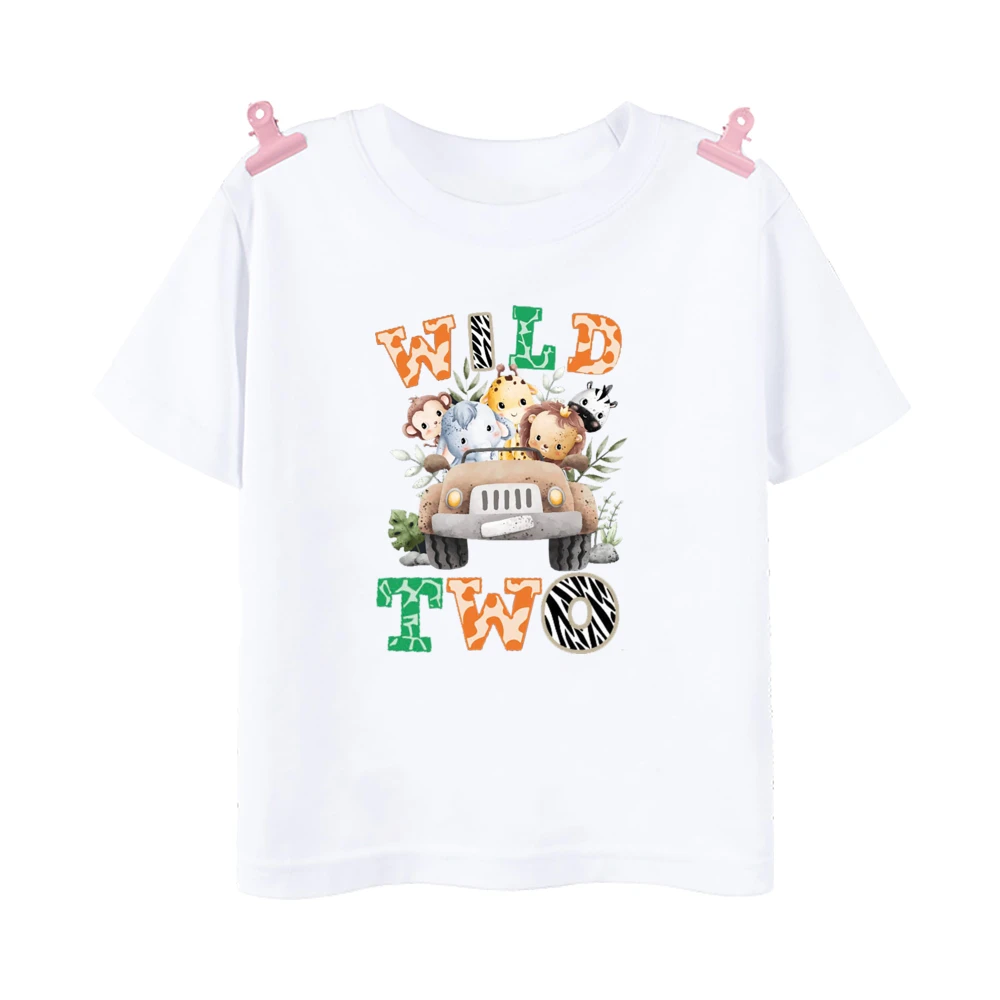 Wild One Animal Printed Family Matching Shirt Jungle Party Dad Mom Sis Bro Kids Look Outfit T-shirt Birthday Family Clothes Tops