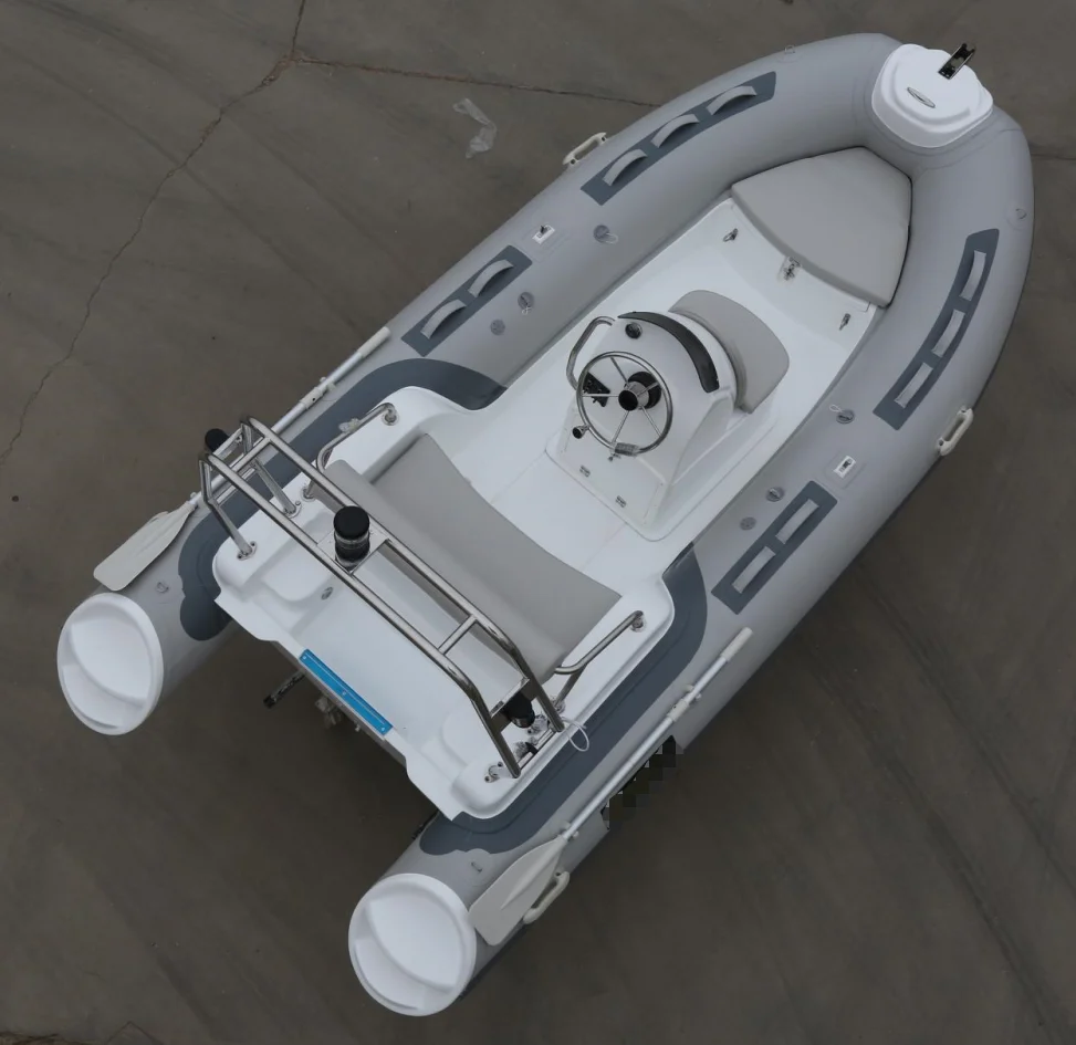 CE 3,9 m Luxus Rippen Boot Starre Fiberglas Rumpf PVC Aufblasbare Power Option Driften Angeln Rudern See Nutzung Motor Combo