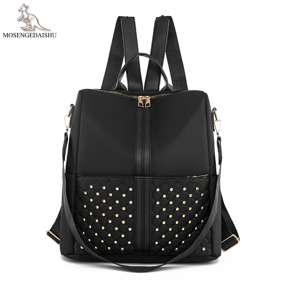 Diamond-encrusted Ladies Backpack Multifunctional High Quality Oxford Cloth Ladies Shoulder Bag Solid Color Women Travel Bags