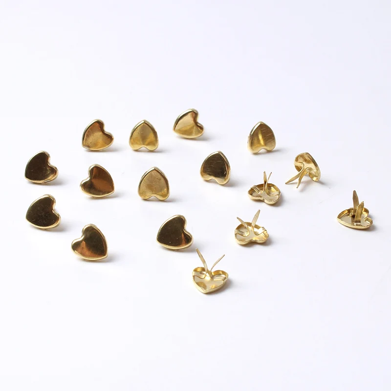 100pcs/lot 9mm Heart Shape Rivet Metal Love rivets for Scrapbook Cards Decoration DIY Punk rock Clothes Shoes Bags Accessories