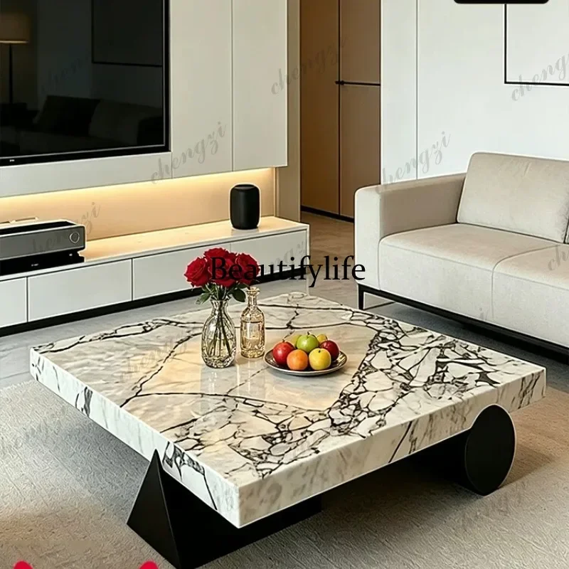 Italian minimalist marble coffee table modern simple light luxury living room home new square geometric coffee table