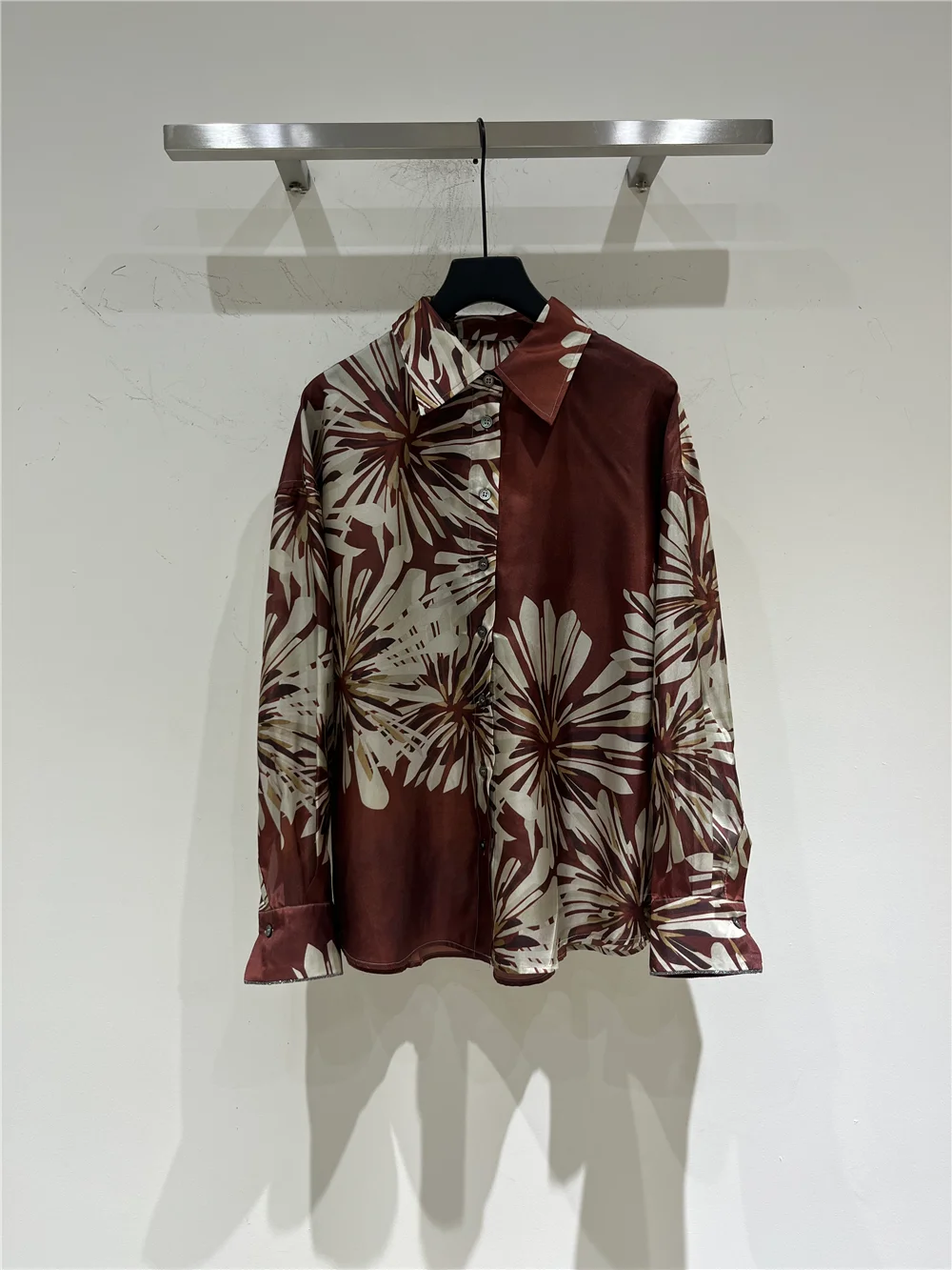 2026 Spring/Summer New Collection Silk Printed 3-Piece Set Long-Sleeve Shirt/Sleeveless Vest/ High-Waisted Shorts