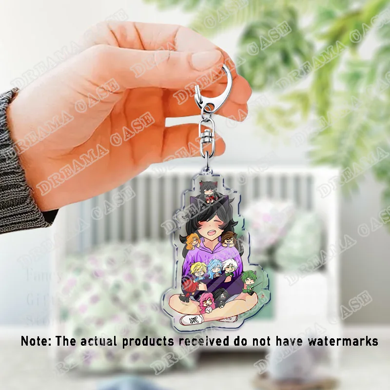 Bonito dos desenhos animados aphmau chibi acrílico chaveiros anel dupla face chaveiro jóias fã amor presentes