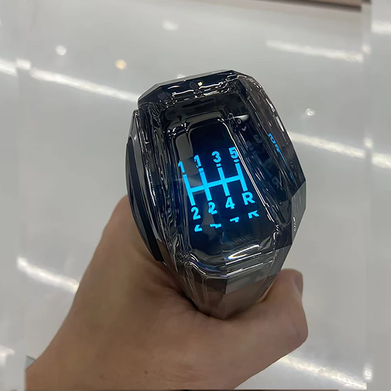 Gałka zmiany biegów LED z kryształkami i siedmioma kolorami podświetlenia, pasuje do średnicy 8-10-12 mm, do Volkswagen/Suzuki/Hyundai/Toyota/Subaru