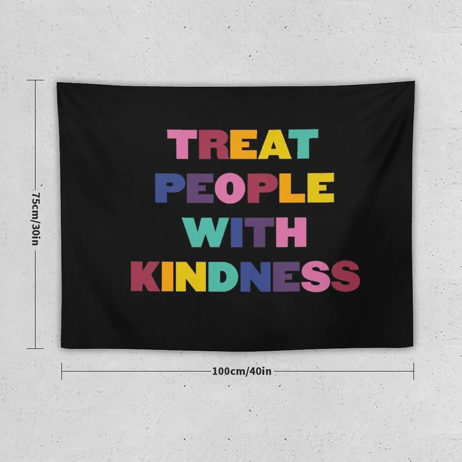 Rainbow Treat People With Kindness - HS (black) Tapestry Bedrooms Decor Home Supplies Wall Tapestries Tapestry