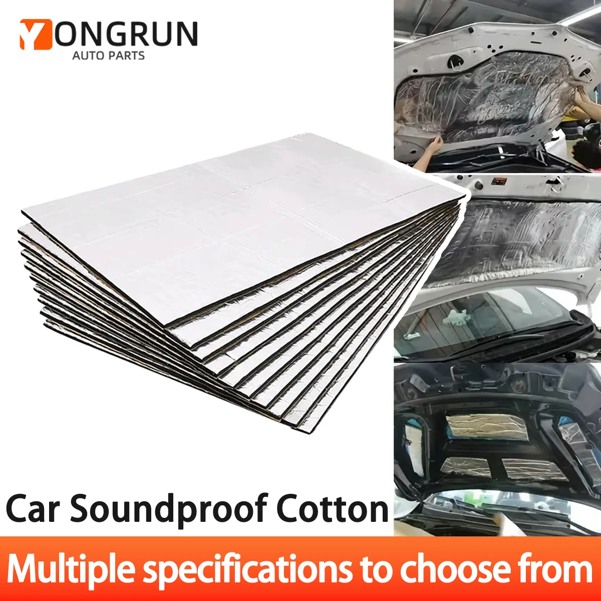 YONGRUN Self-Adhesive Soundproof Cotton Pad General Motors Truck Engine Hood Insulation Noise Reduction Multiple Specifications