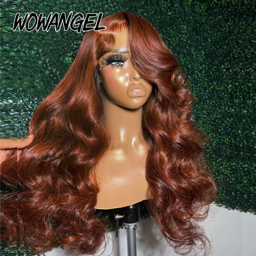 Pre Cut Lace 30inch Reddish Brown Colored Wigs 13X6 HD Lace Front Human Hair Wigs Body Wave Real HD Transparent Lace Frontal Wig