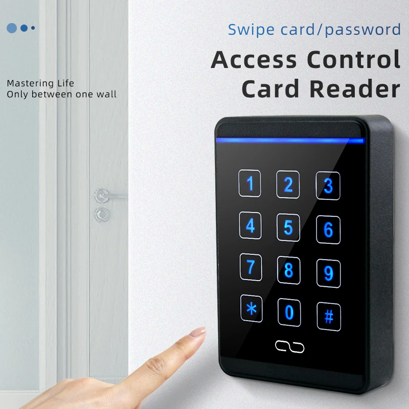 Waterproof ID e IC Access Card Reader, Senha acrílica, Painel Backlight, Comunicação Access Control System, WG26, 34