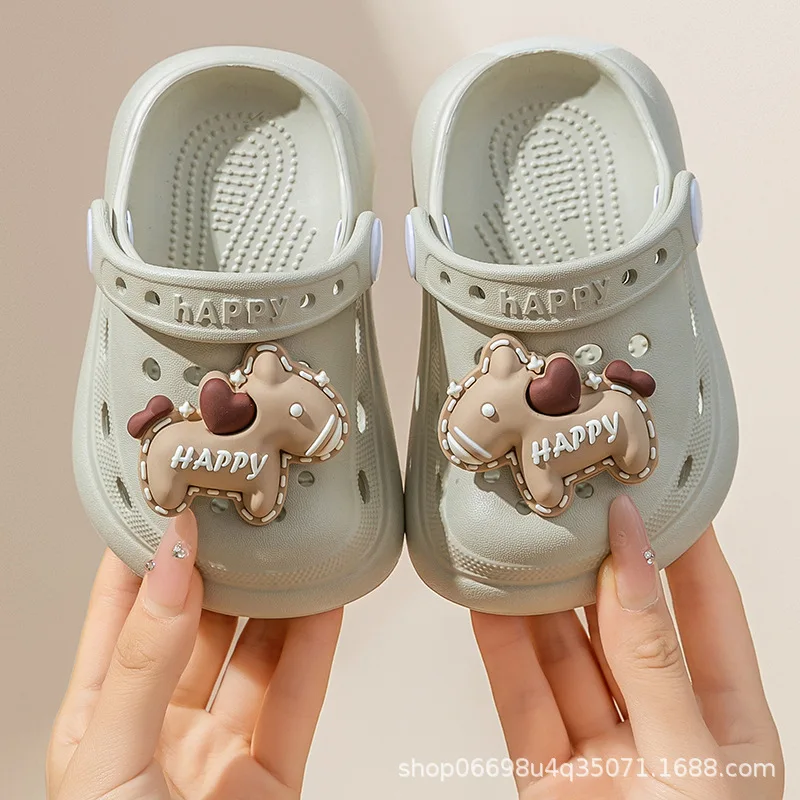 2026 Summer Kids Cartoon Pony Closed Toe Clogs Soft Sole Non-slip Beach Sandals Slippers For Boys Girls