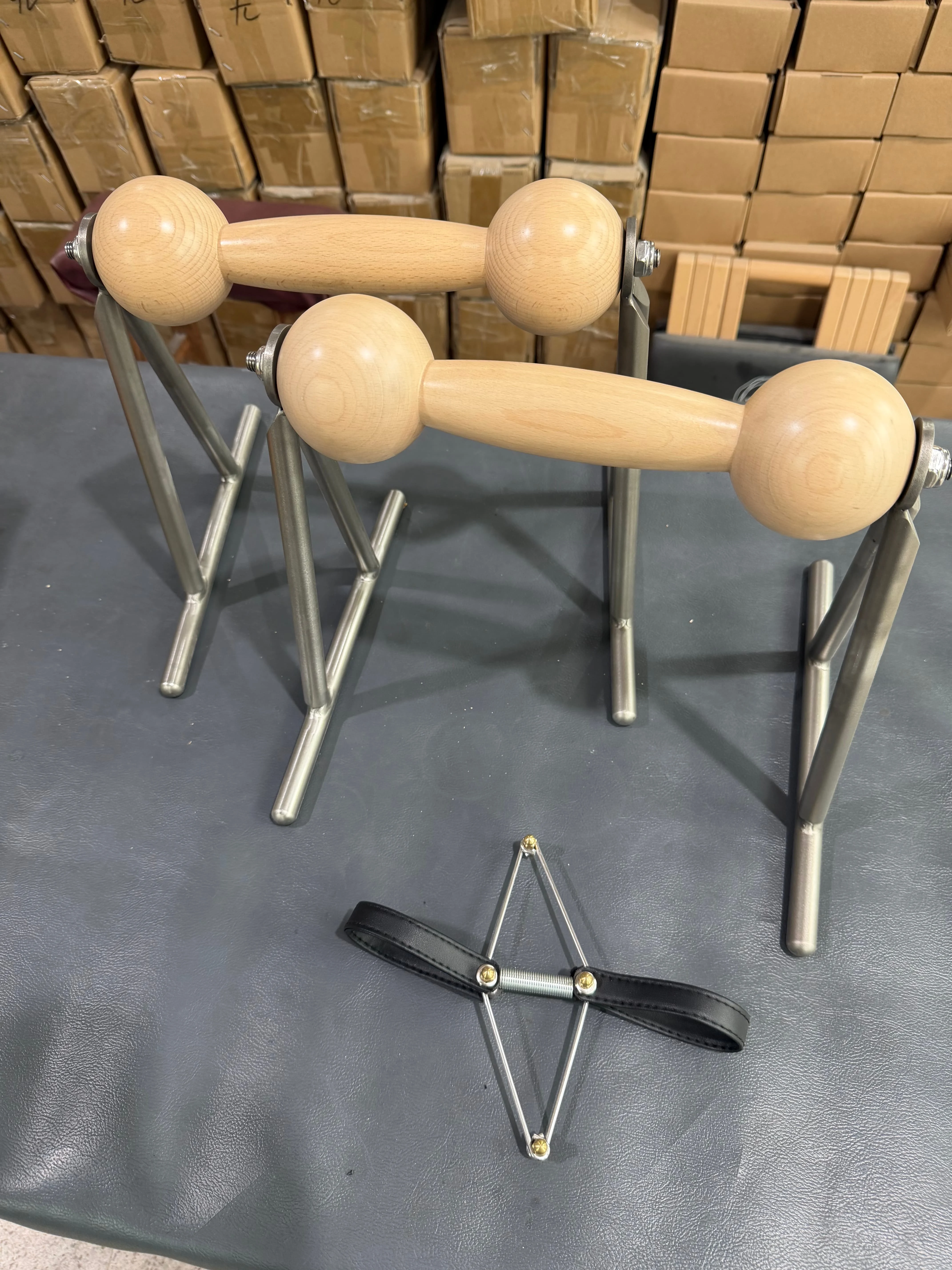 Classical Pilates Push up Device (Pair) Stainless Steel Frame with Solid Birch Wood Handles