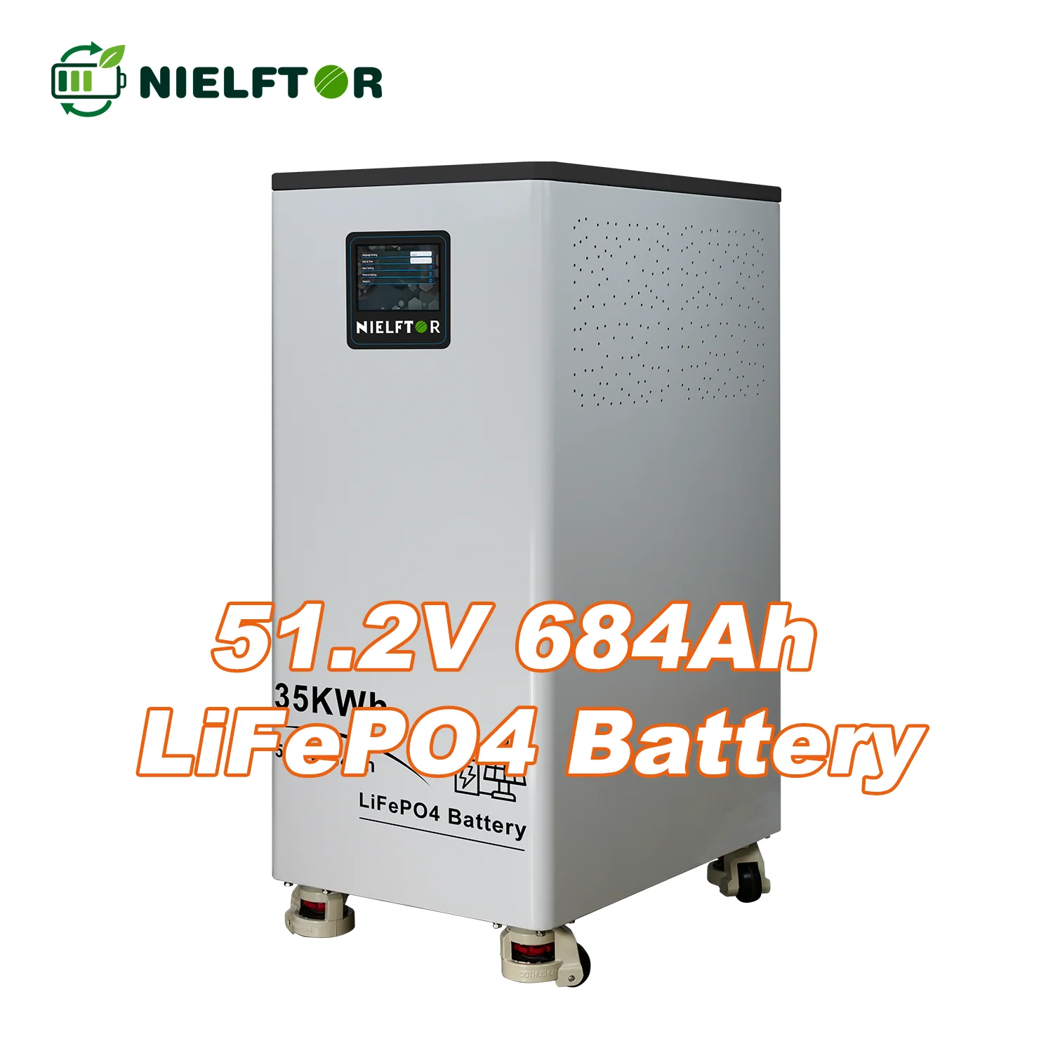 NIELFTOR 48V 684Ah 200Ah 300Ah 600Ah 900Ah LiFePO4 Lithium-Batterie mit aktiver Ausgleichsfunktion, 35KWH Pack, 300A Bluetooth BMS, berührbares LCD-Display, Zellen der Klasse A, 10 Jahre Garantie,