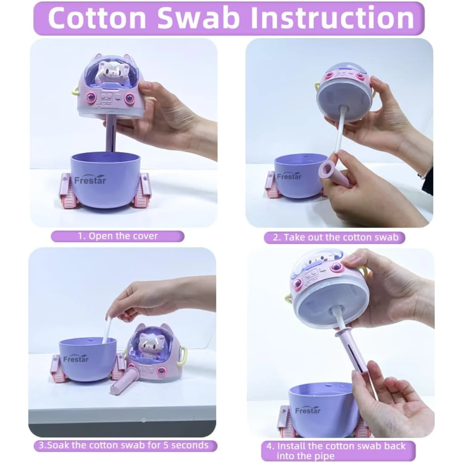 مرطب USB صغير 250 مل مع 7 ألوان LED ضوء ليلي، صغير للنباتات، غرفة النوم، المكتب، غرفة الأطفال، بدون با