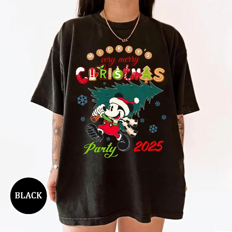

Disney Classic Mickey Mouse Very Merry Christmas Party 2025 Tee Mickey Around The Christmas Tree Sweatshirt
