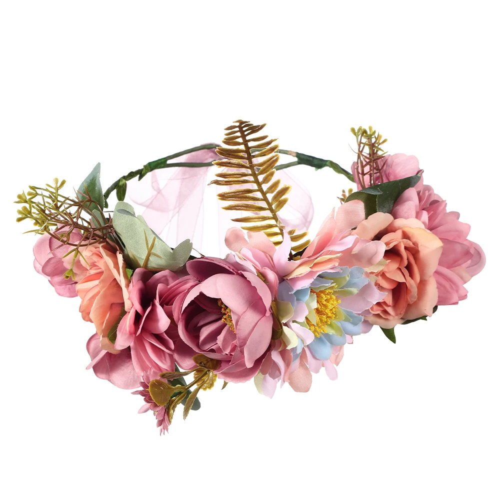 Tiara Hair Flower Crown For Women Girl Garland Princess Wreath Floral Bridal Headdress Wedding Hair Jewelry Floral Headband