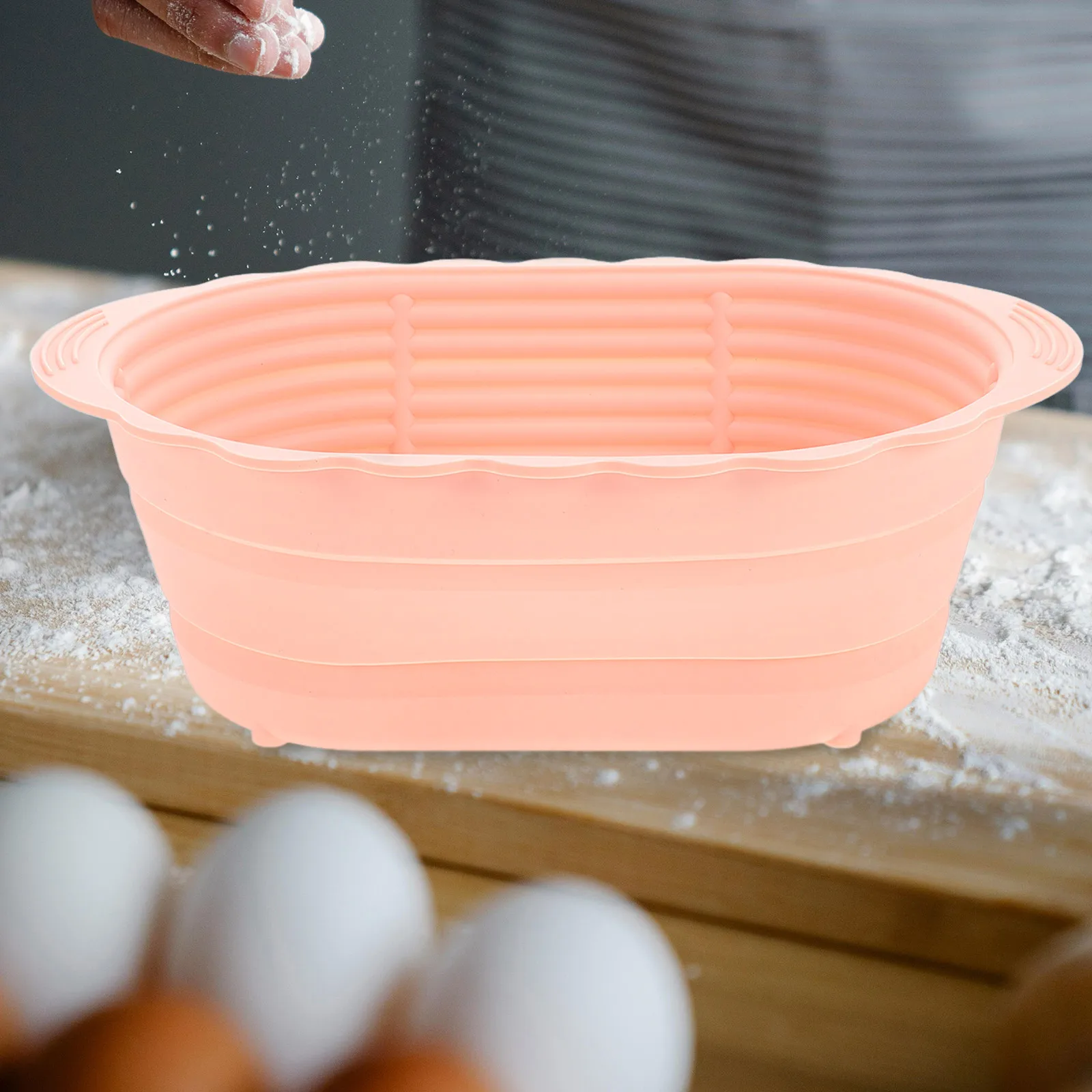 

Oval Silicone Banneton Bread Proofing Basket Sourdough Dough Baking Bowl Large Capacity Space Saving Heat Resistant Pink