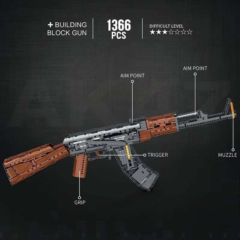 Russia AK-47 Pistola Fucile d'assalto Proiettili MOC Building Blocks Inserto Piccole particelle di tiro Modello di gioco Mattoni Assemblaggio Regalo per bambini