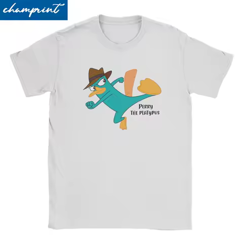 Perry The Platypus Cartoon T Shirts Men Women Cotton Funny T-Shirt Round Neck Animal Tees Short Sleeve Tops Gift Idea