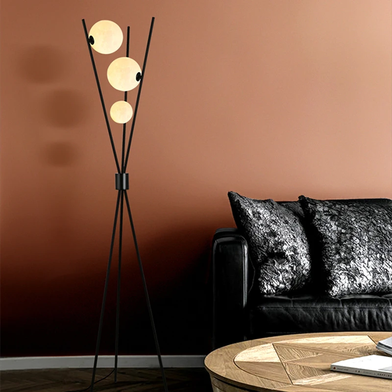Scandanavian floor lamp Led designer 3D Moon ball floor lamp Living Room Loft hallway Study Decor Light Nordic tripod lamp