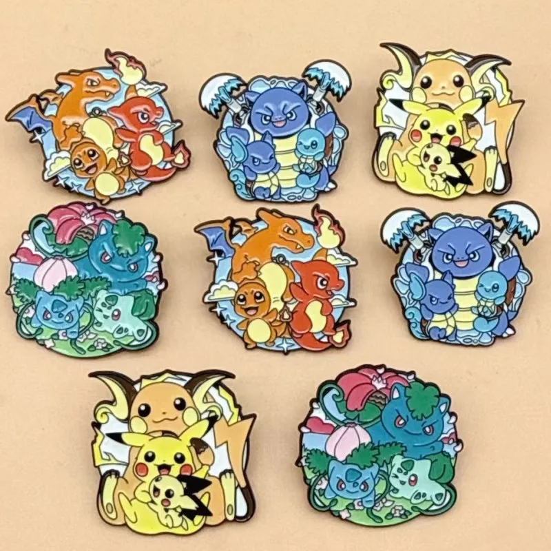 

Набор из 8 эмалевых значков с персонажами Покемон: Пикачу, Чармандер, Сквиртл, Бульбазавр. Милые японские аниме-броши для рюкзака.