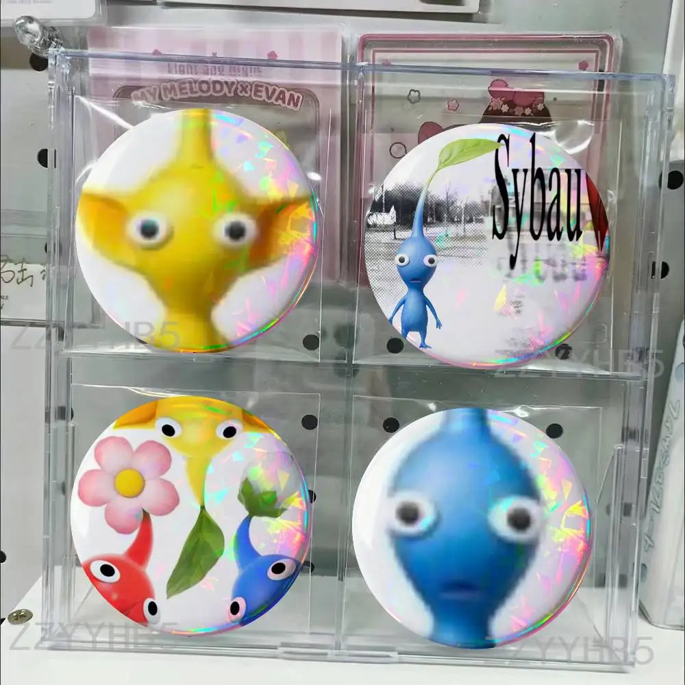 P-Pikmin Cute Tinplate Pins Round Handmade Brooches for Backpack Accessories Collection Badge 58mm 44mm 32mm 75mm 25mm
