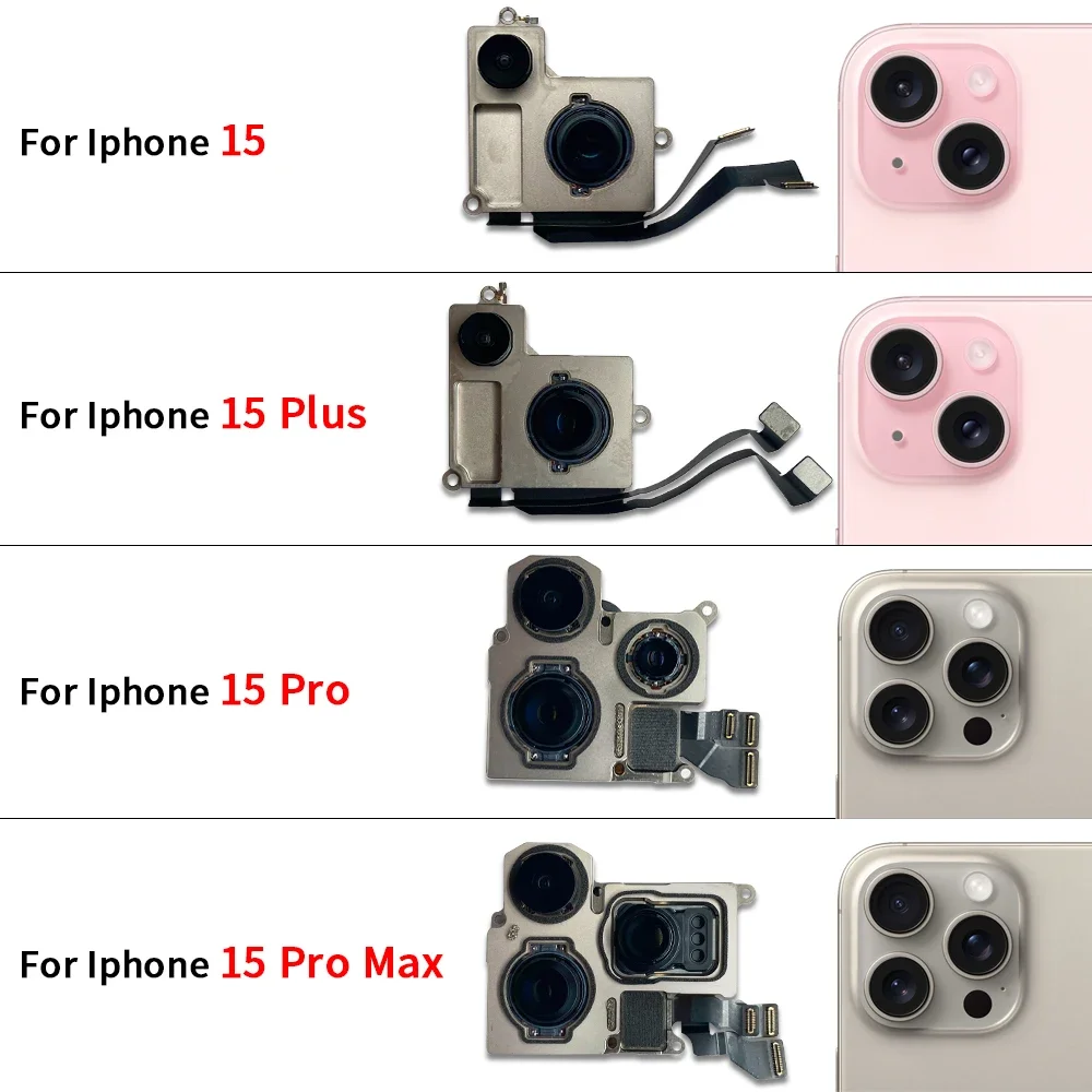 NEW Front Small Facing Camera + Rear Big Main Camera Module Flex Cable For IPhone 15 / 15 Plus / 15 Pro / 15 Pro Max