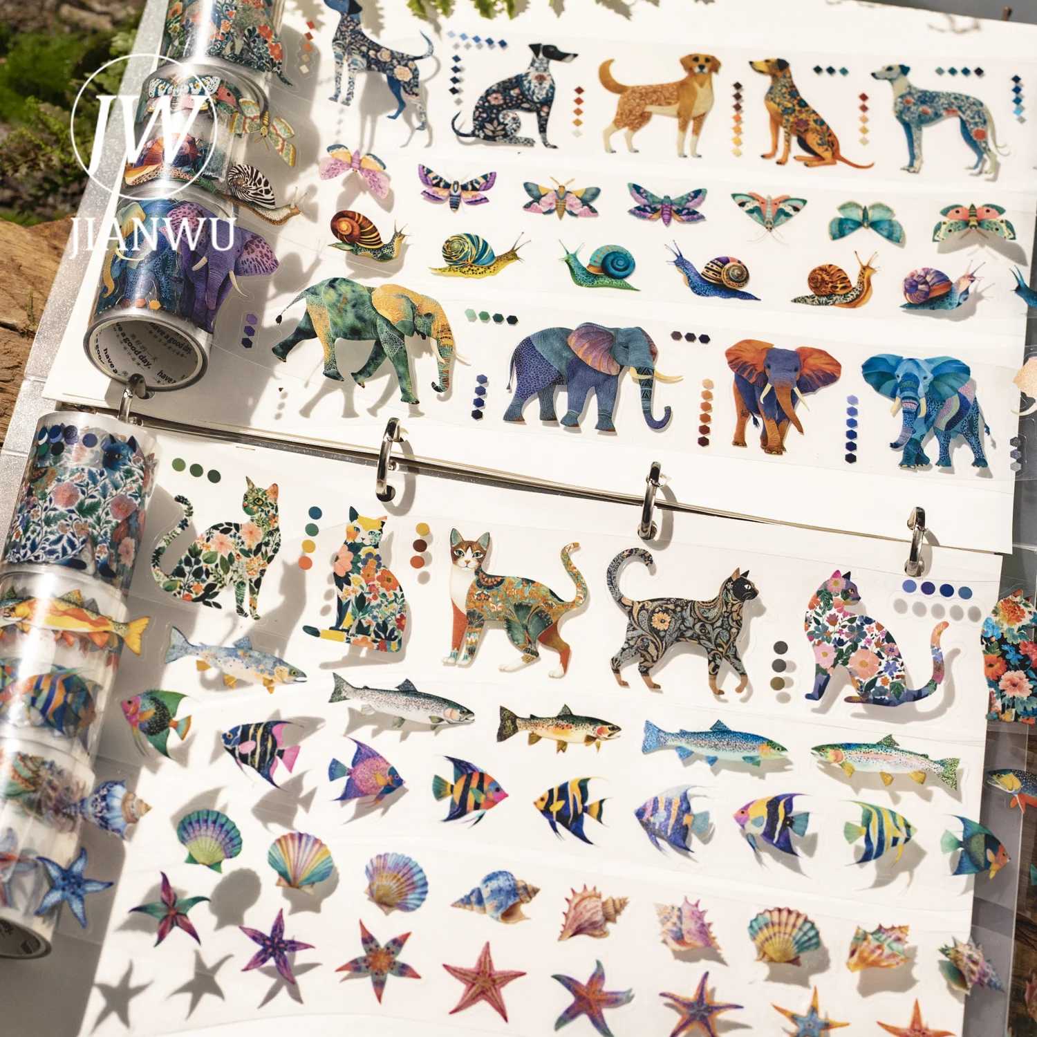JIANWU 50mm*200cm Vintage Flower Butterfly Animal Starfish Shell Landscape Material Collage PET Tape Creative Journal Stationery