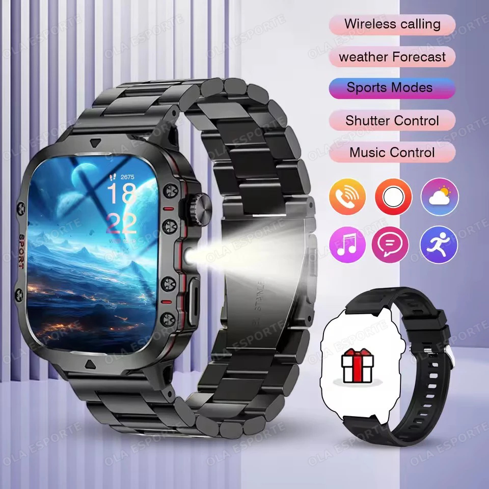 

2025 New Military Smart Watch Men IP68 5ATM Outdoor Sports Fitness Tracker Health Monitoring 2.01Inch Bluetooth Calls Smartwatch