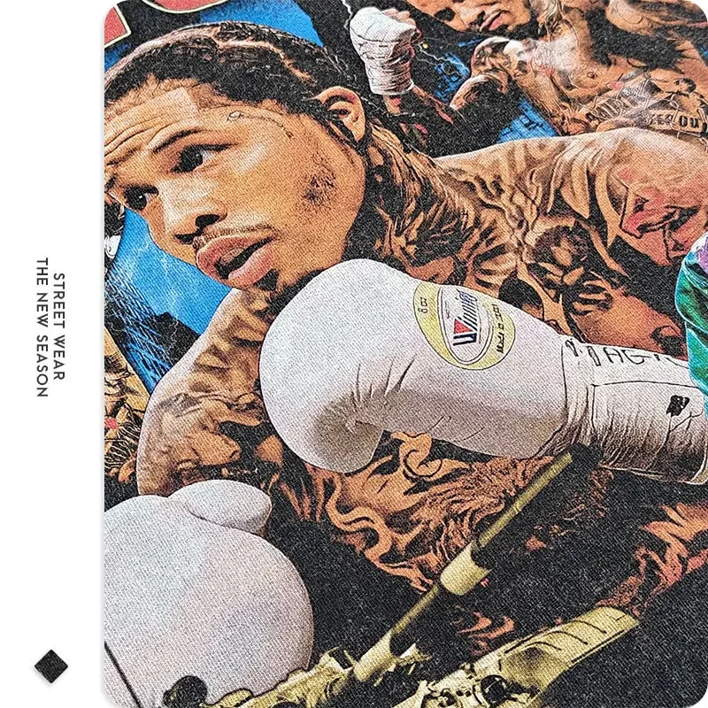Tank Gervonta Davis T Shirt Boxing Champion Washed Short Sleeve Oversized T-shirt Harajuku Sweatshirt Tops Tees Men 100% Cotton