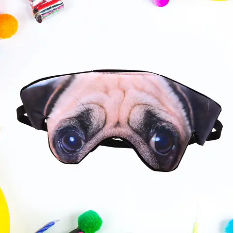 Máscara de ojos con patrón de perro 3D, sombra divertida, cubierta de siesta, venda para los ojos, máscara para dormir, parche para los ojos, gafas para dormir (Pug)