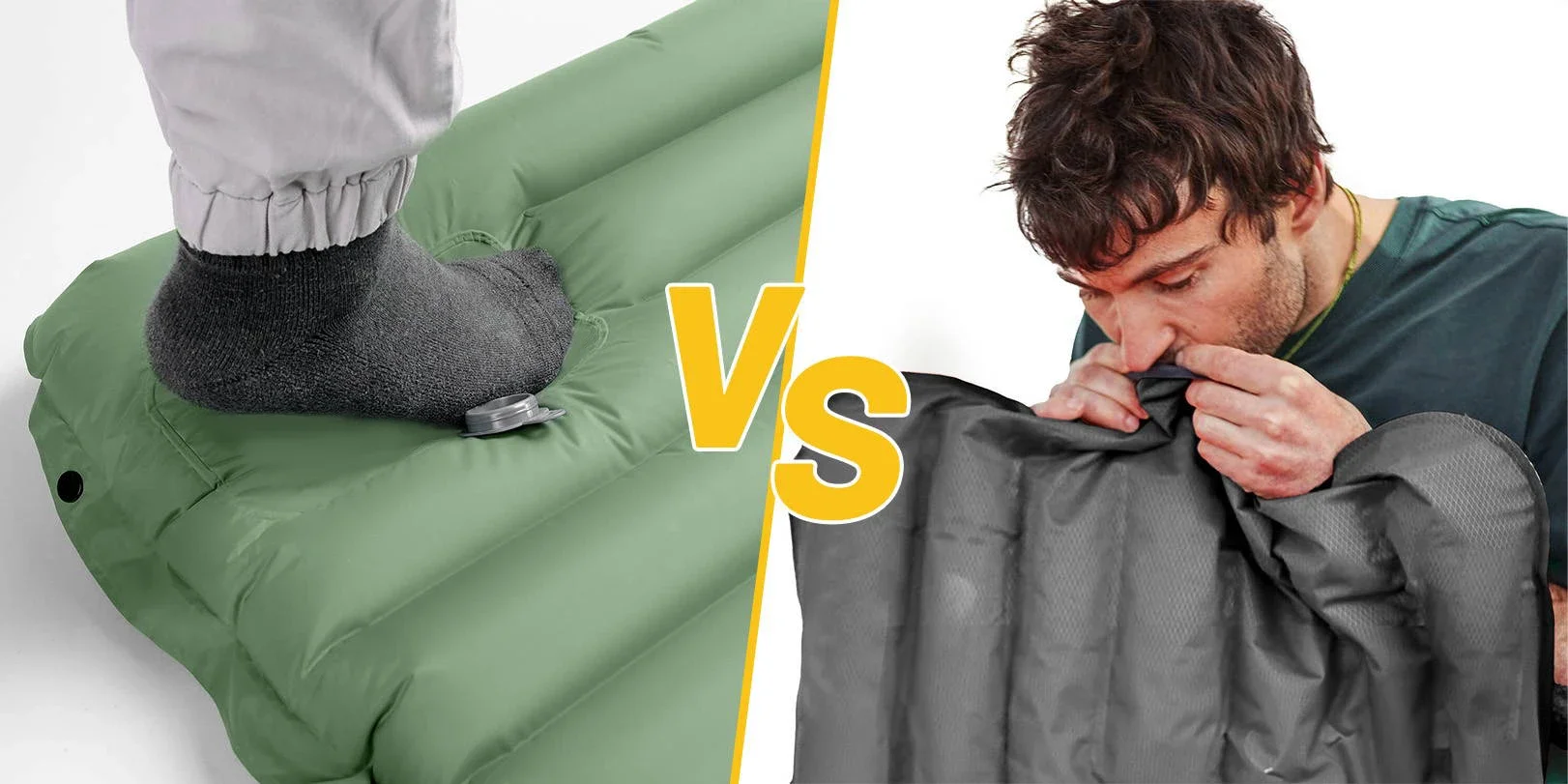 Outdoor Verdickte Schlafmatte mit Kissen, Ultraleichte Aufblasbare Matte für Rucksackreisen, Eingebaute Pumpe Ideal zum Wandern – Detail 4