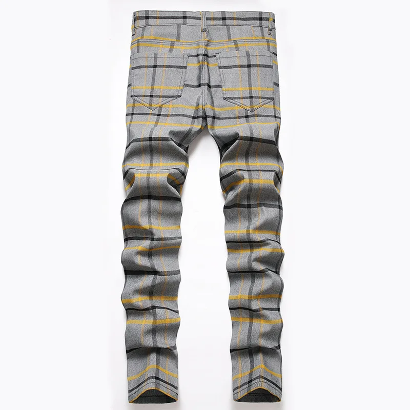 Being Vigor Street Stretchy Skinny Mens Chino Pants Inch Size Straight Plaid Business Casual Pants Slim Fit Leisure Trousers