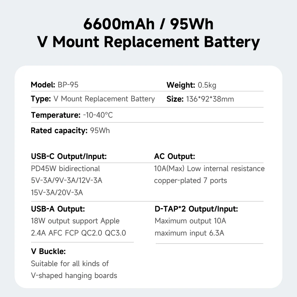 PALO Mini V mount Battery 95Wh BP-95 V Lock Batteries z portem szybkiego ładowania PD20W do aparatu SONY HDCAM XDCAM BMPCC 6K Pro