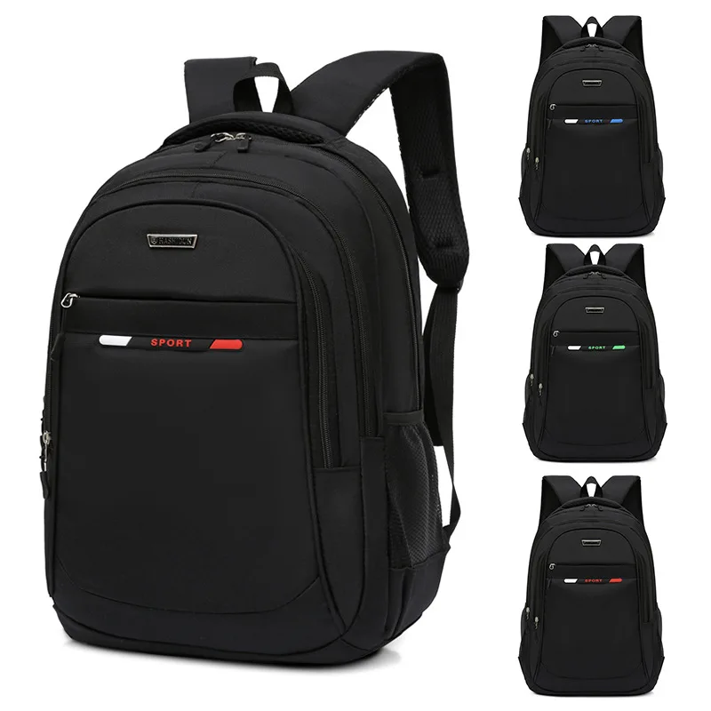New Unisex Black Large Capacity Laptop Backpack Front Zipper Compartment Ergonomic Design Side Mesh Pocket Travel Backpack