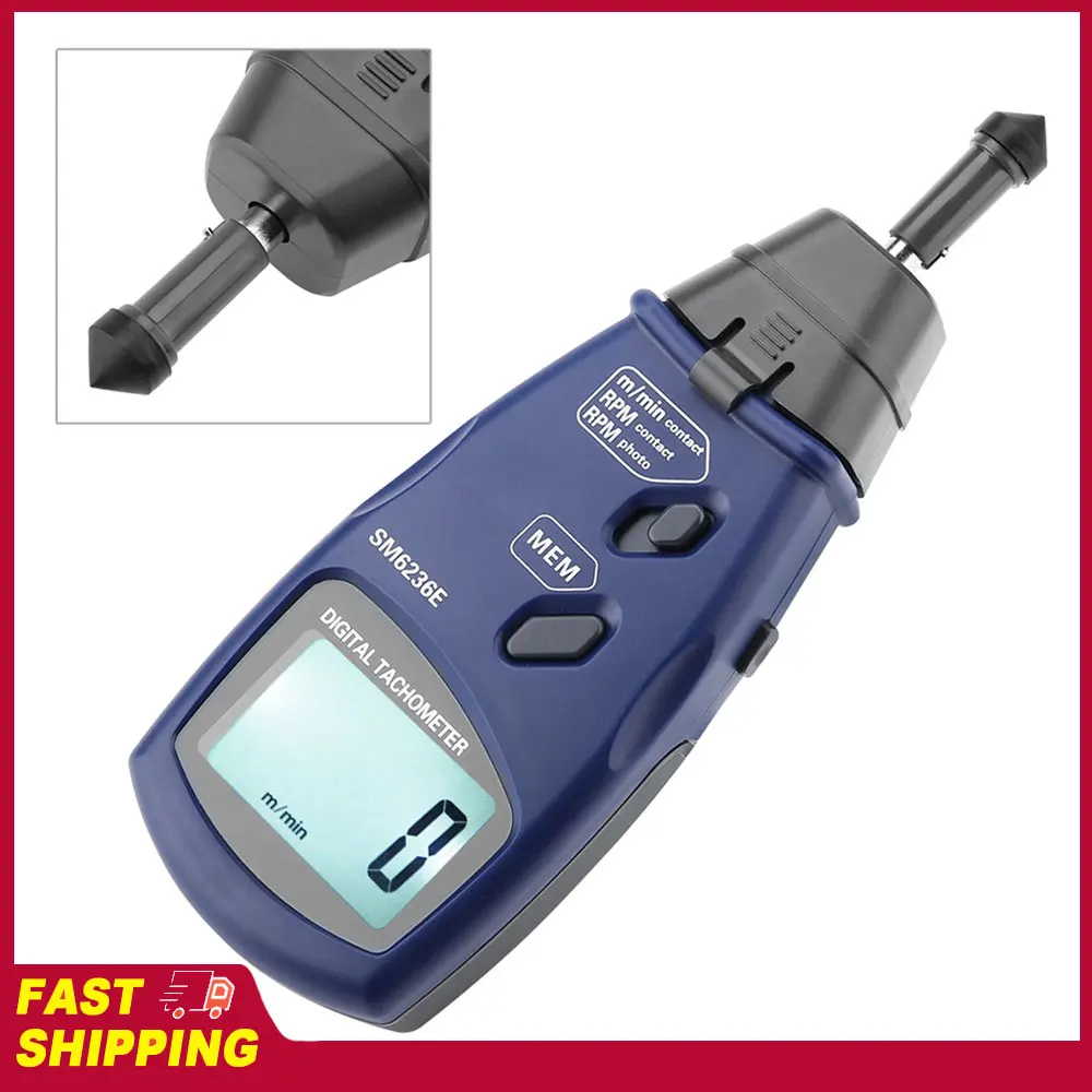 

Цифровой тахометр SM6236E: лазерный/контактный, 5-разрядный, 18 мм, с ЖК-дисплеем, измеритель частоты вращения, тестер, ЖК-тахометр